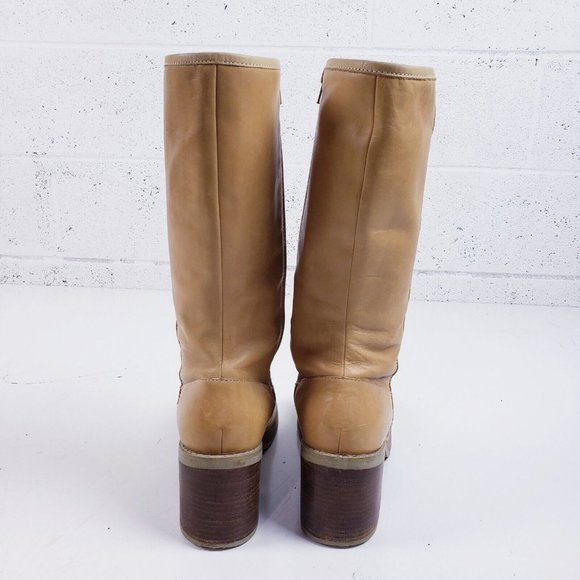 Candies Vintage Y2K 90s Chunky Heel Platform Camel Banana Suede Leather Size 9 - Picture 4 of 11